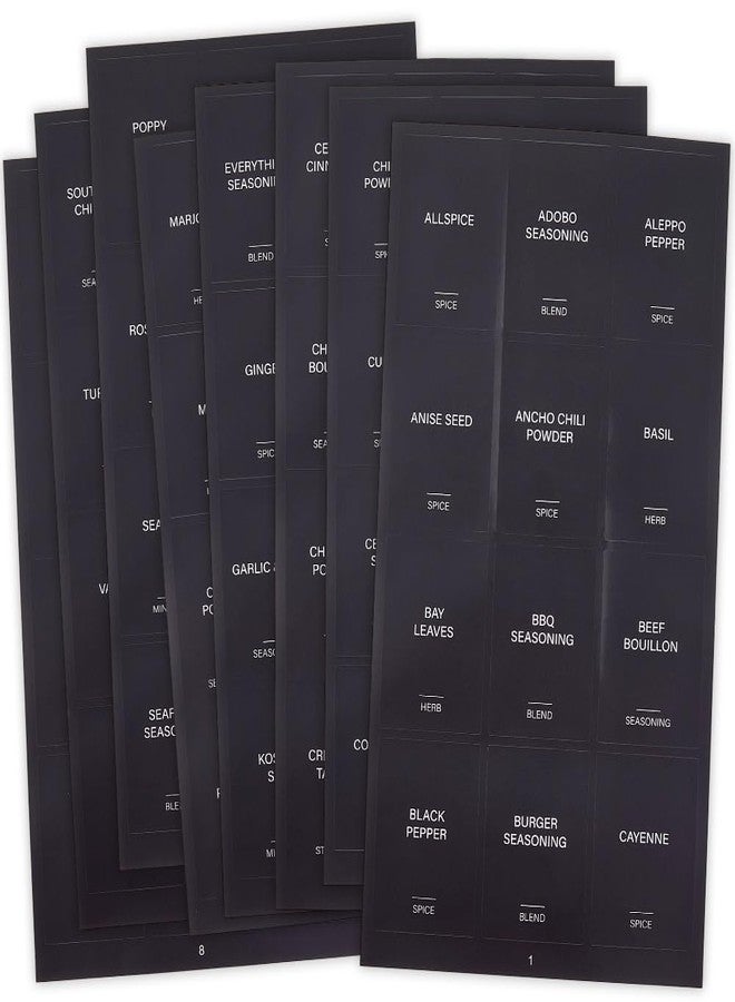 SOFPLATE 600Pcs 2 x 1.5In Black Spice Jars Labels Stickers Preprinted Waterproof Spice Bottle Stickers Rectangle Oil Resistant Labels for Kitchen Pantry Home Laundry Bathroom Organization Supplies - Image 1